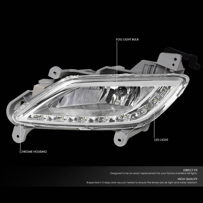 DNA MOTORING FL-HV12-LED-CH Front Bumper LED Fog Light Driver & Passenger Side Enhance visibility [Compatible with 2012-2016 Veloster] - Image 2
